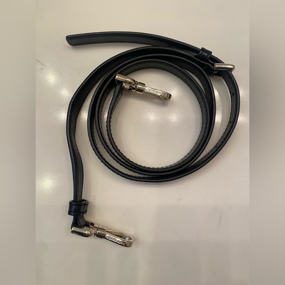 Kate spade Black Leather Belt with Silver Buckles